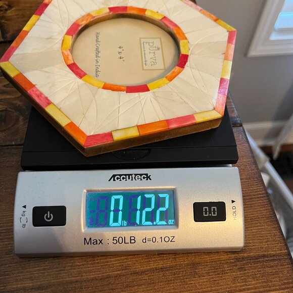 Pūrva 4" x 4" Handcrafted Picture Frame Hexagon With Colorful Border - Picture 10 of 10